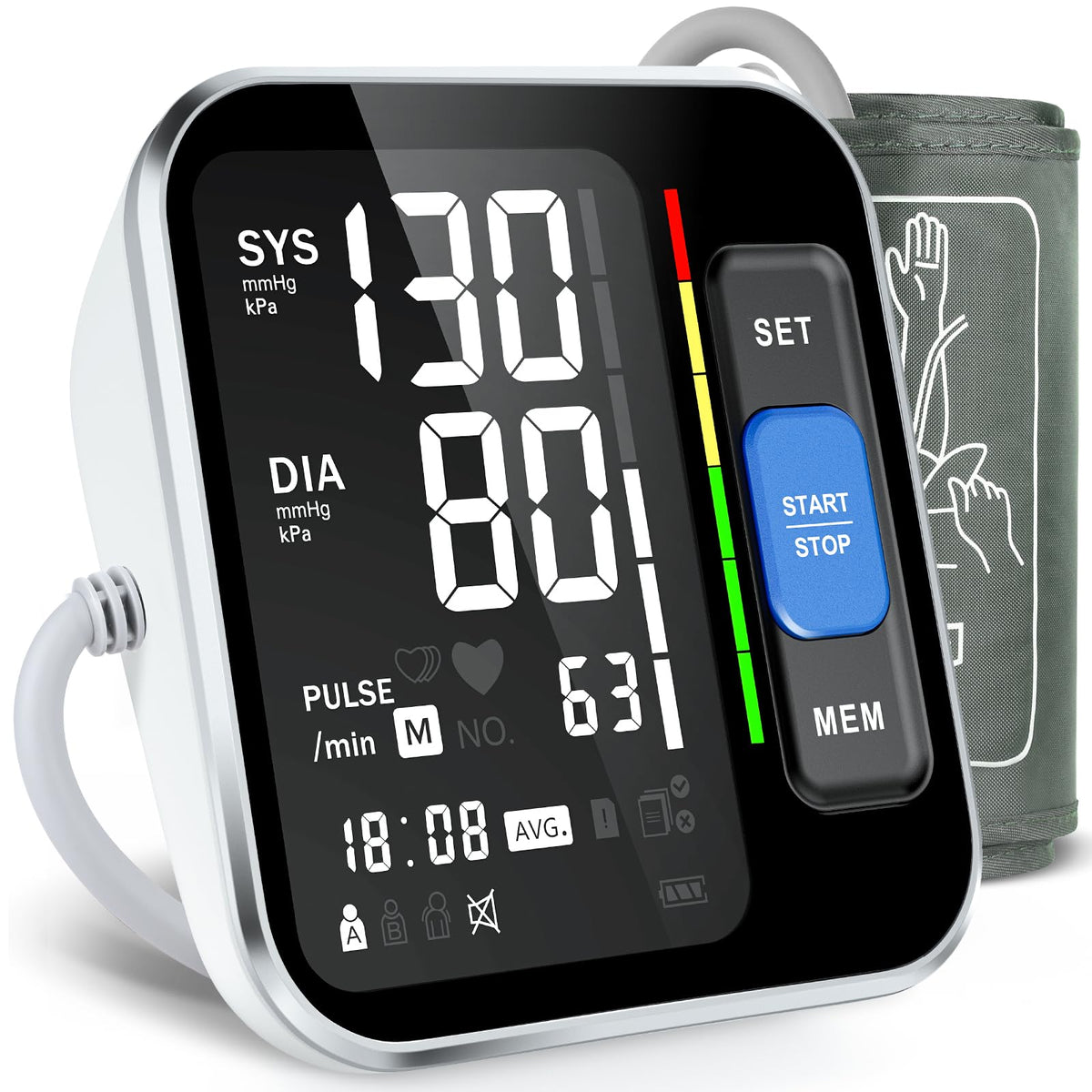 Upper Arm Blood Pressure Monitor with Backlight Display 2 Users Memory N780788