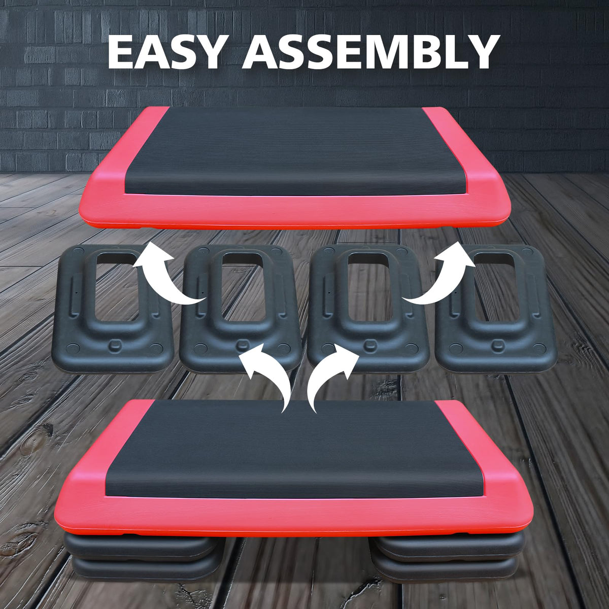 28.5'' Adjustable Aerobic Step Platform with 4 Stackable Risers Z365
