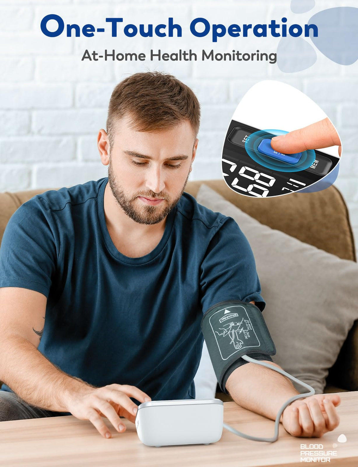 Upper Arm Blood Pressure Monitor with Backlight Display 2 Users Memory N780788
