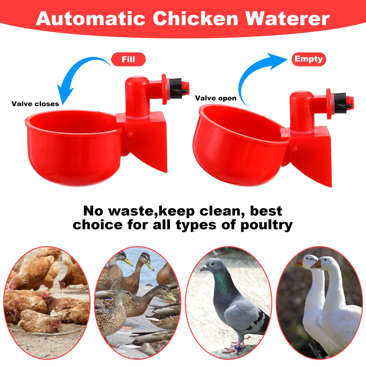 Automatic Chicken Waterer Cups 24-Pack Poultry Drinker with Hole Saw Q12011