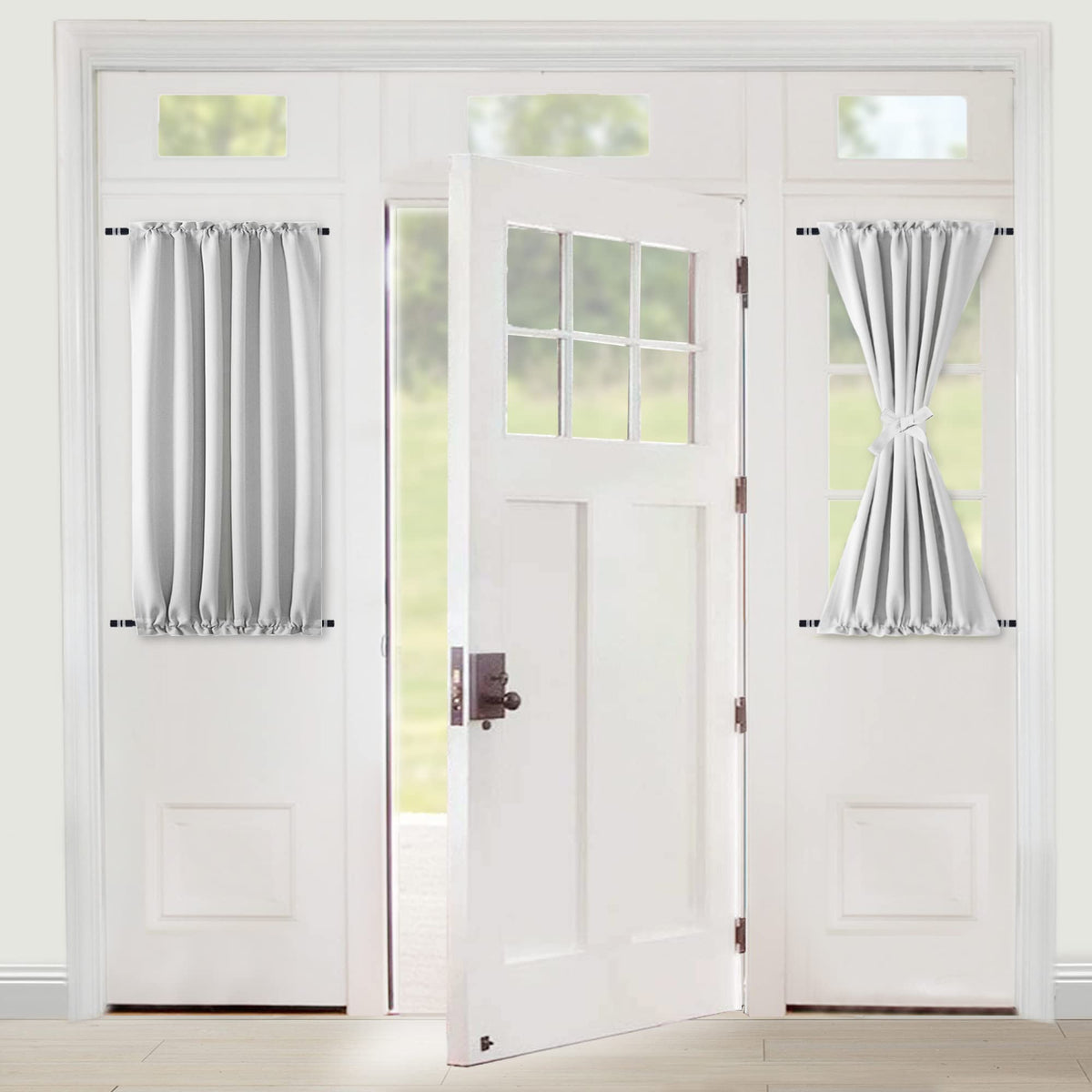 Door Curtains, Thermal and Room Darkening Curtains, Rod Pocket Blackout Curtains, 25 x 40 inches, Greyish White, 1 Panel L649