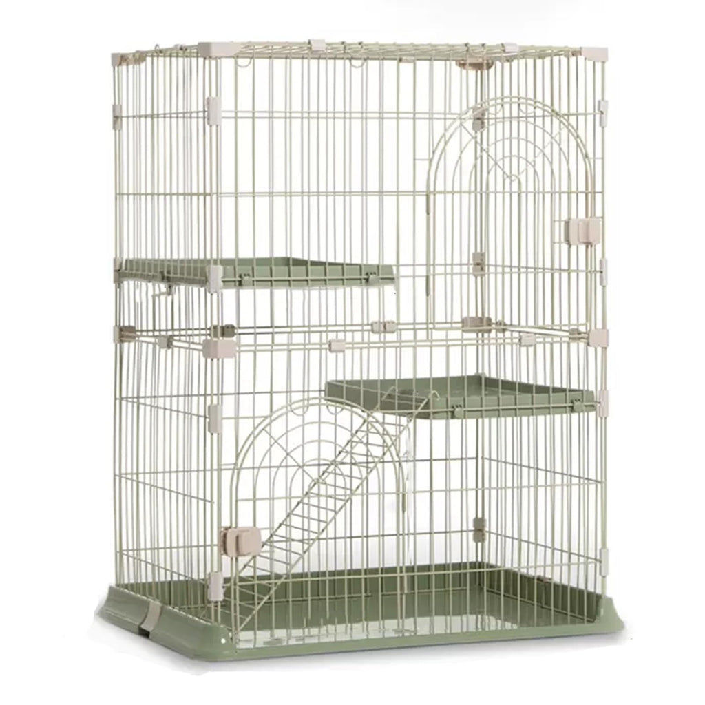 3/4-Tier Wire Cat Cage Playpen Kennel with Hammock and 3 Platforms L16375