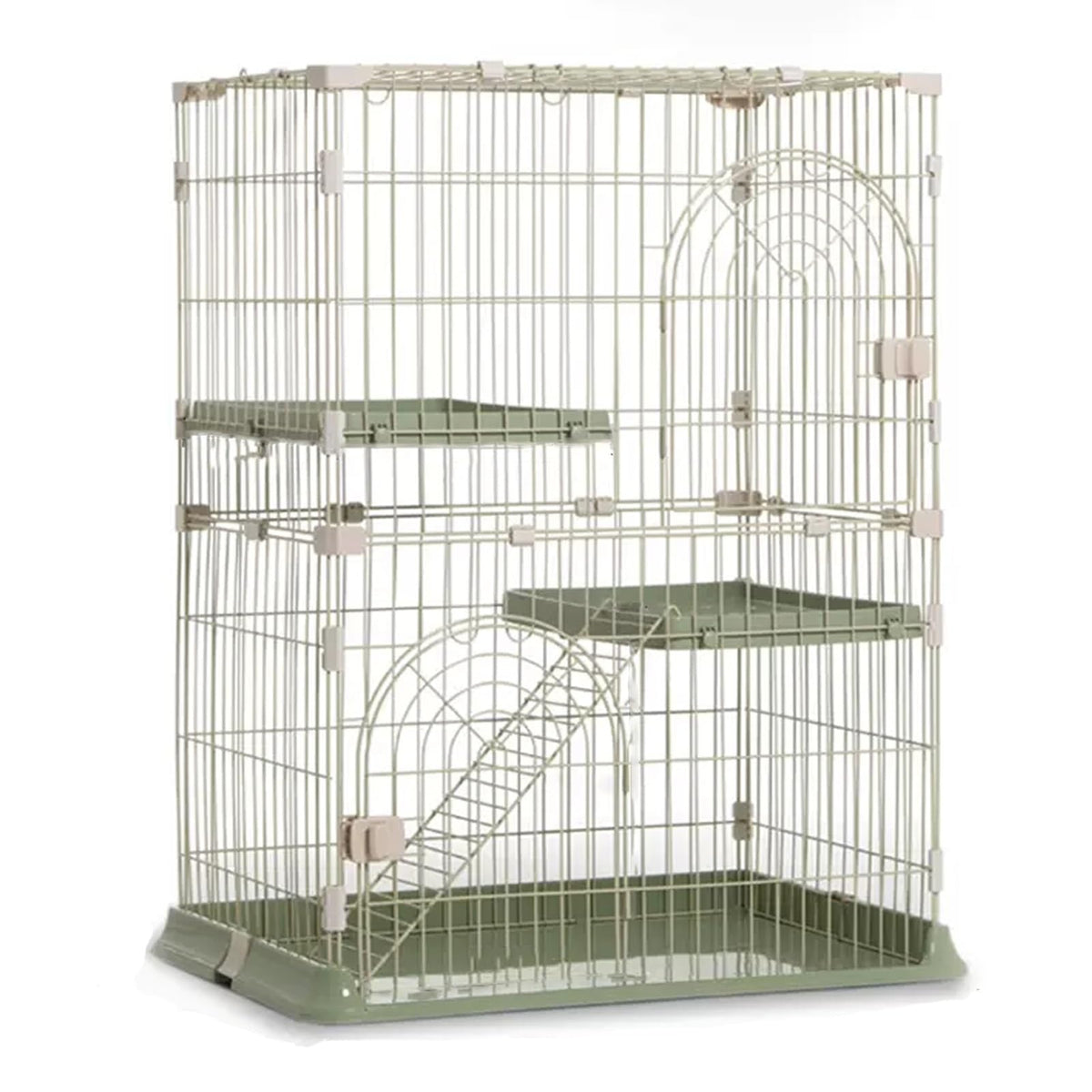 3/4-Tier Wire Cat Cage Playpen Kennel with Hammock and 3 Platforms L16375