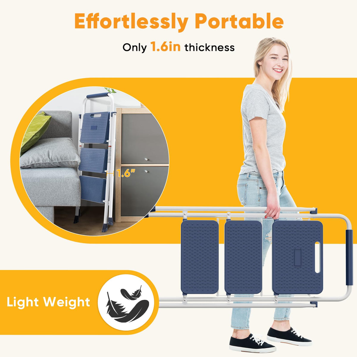 3 Step Folding Step Stool with Safety Lock L828
