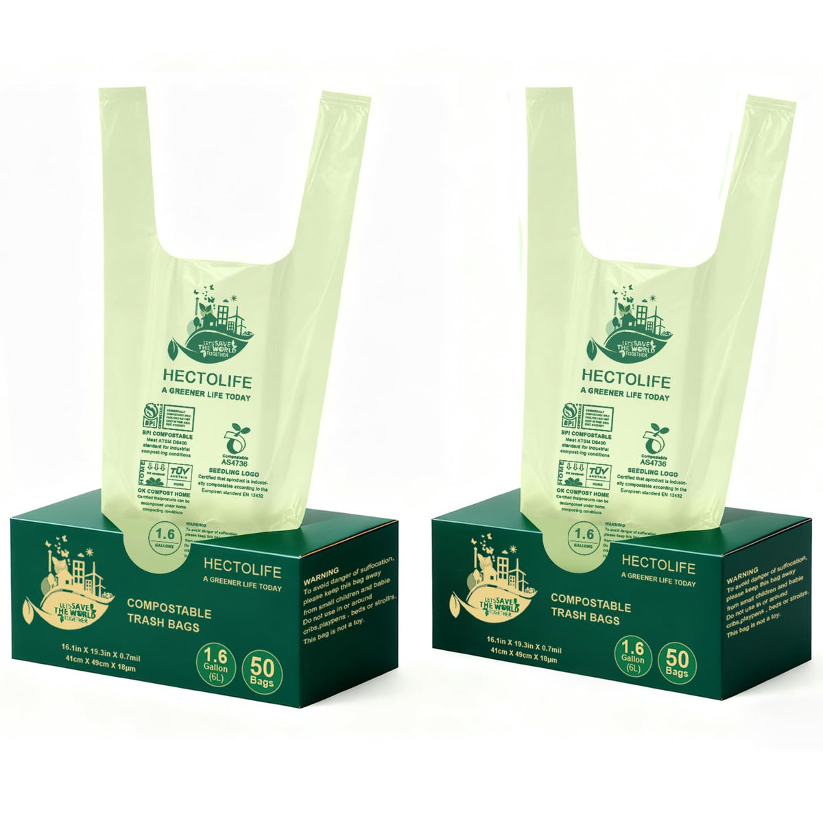 1.6 Gallon 100 Count Compostable Bags V621