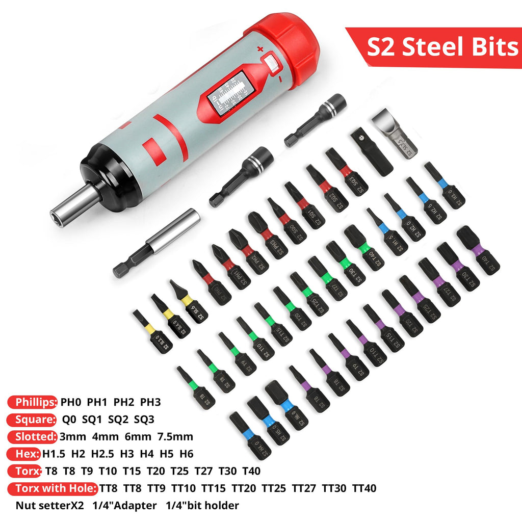 Torque Screwdriver Set 7.91 N·m 1/4" Drive with 40 S2 Bits D910