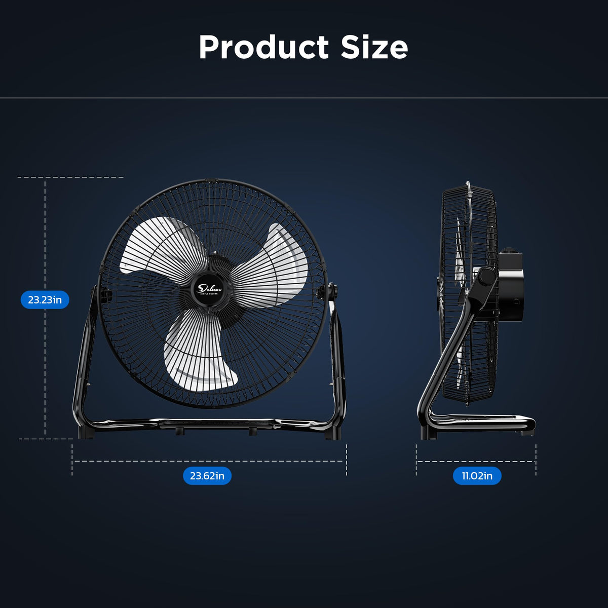 20 Inch 3-Speed High Velocity Metal Floor Fan N478