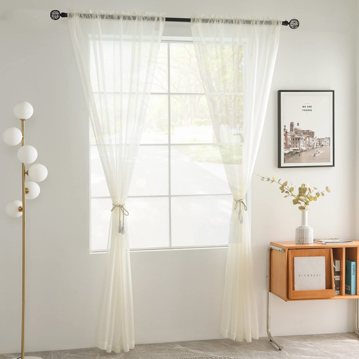 Solid Sheer Rod Pocket Curtain 2 Panels 52 Inch Width 84 Inch Long U686