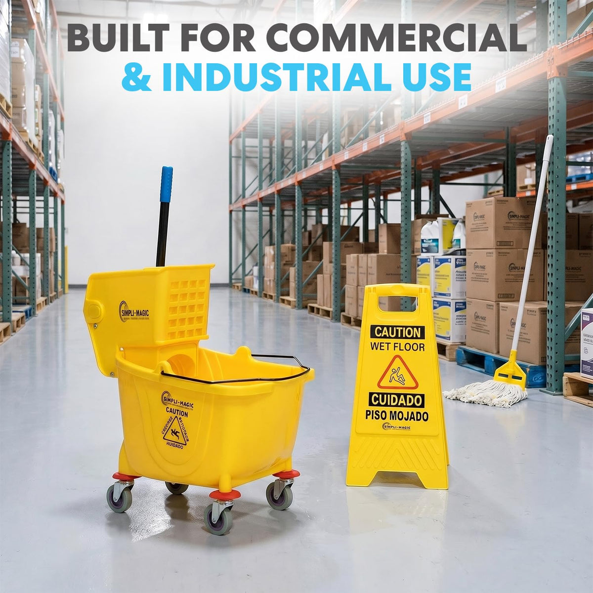 Yellow 26 Quart Mop Bucket on Wheels, 2-Pack A92475