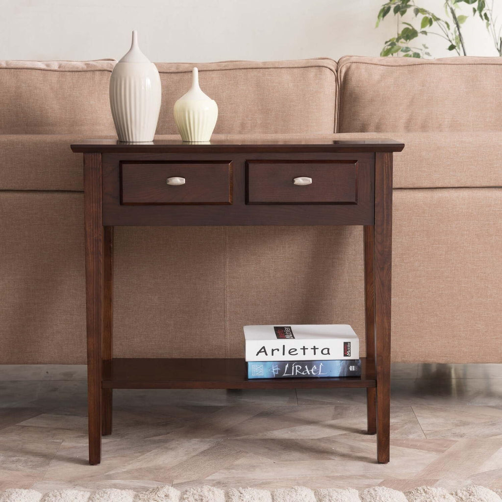 Slim Hallway Console Table with Two Drawers and Storage Shelf R529162
