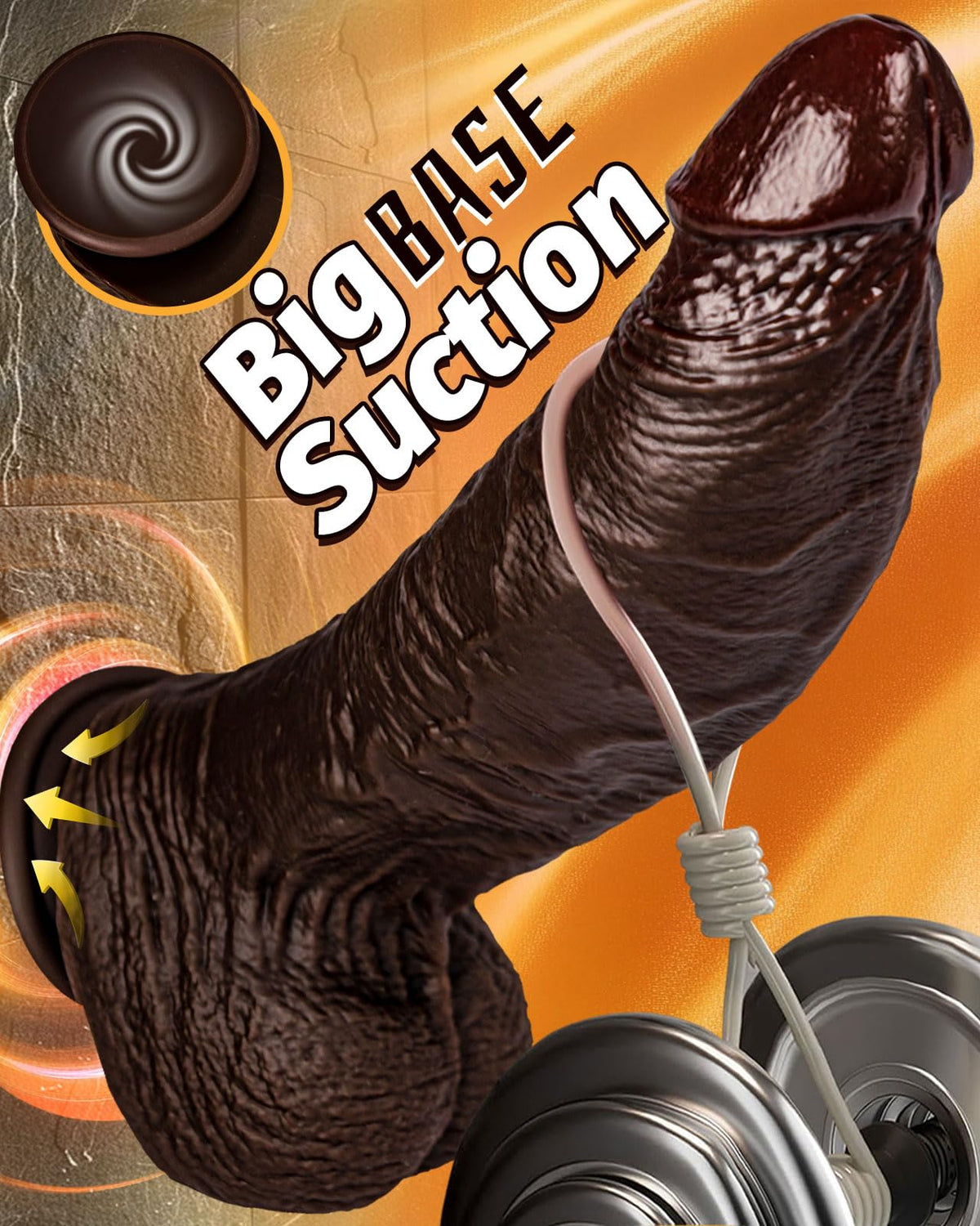 10.5'' Thick Black Realistic Curved Dildo M159477