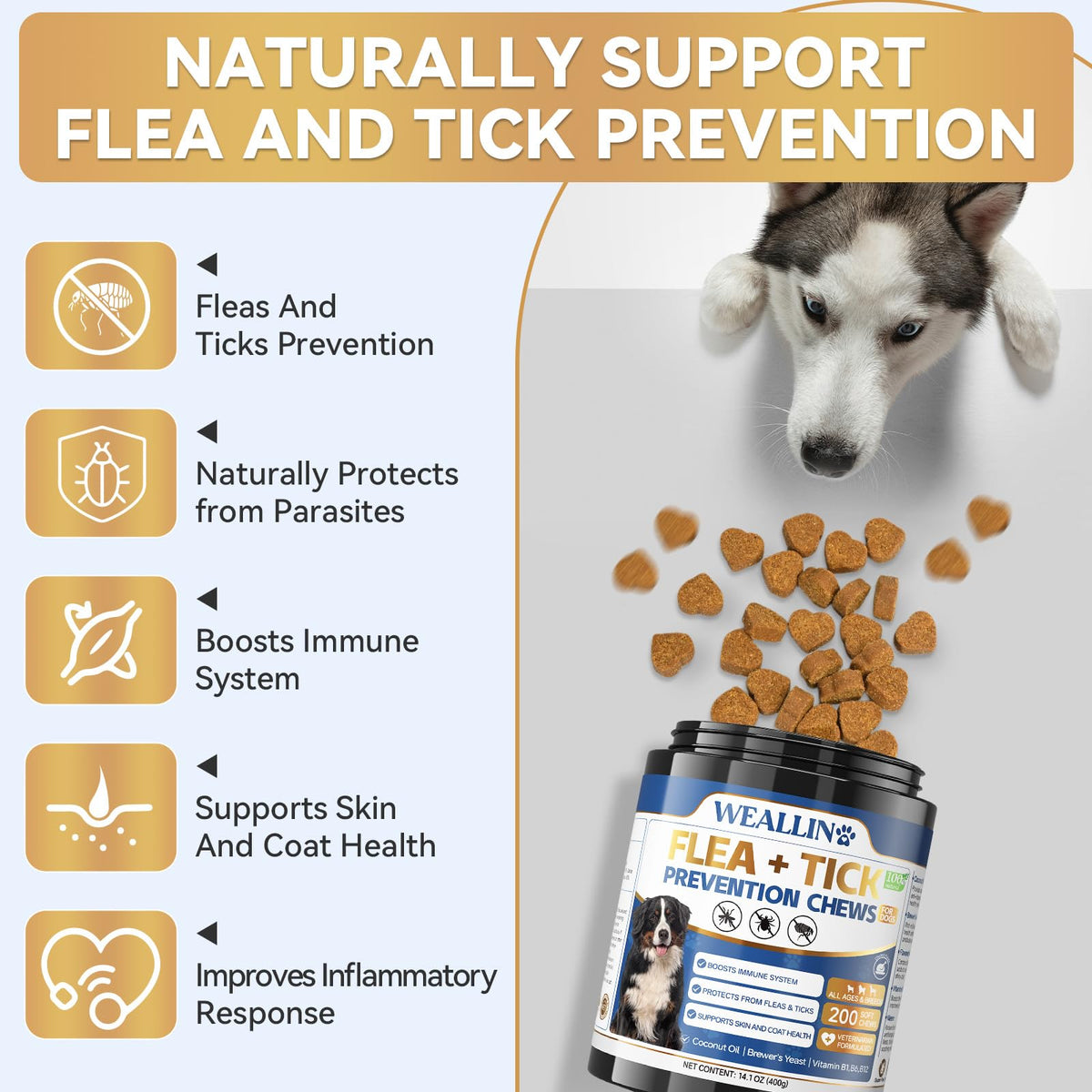 Flea and Tick Prevention Soft Chews for Dogs and Cats E59449