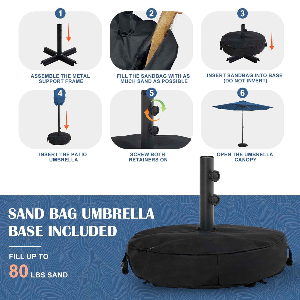 9 FT Patio Umbrella with Base M32111