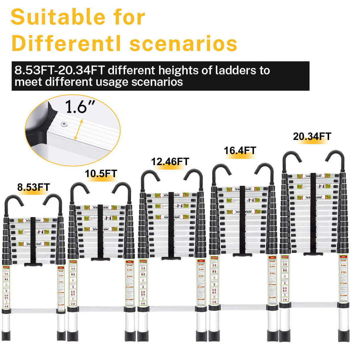12.5 FT Aluminum Telescoping Ladder N6826