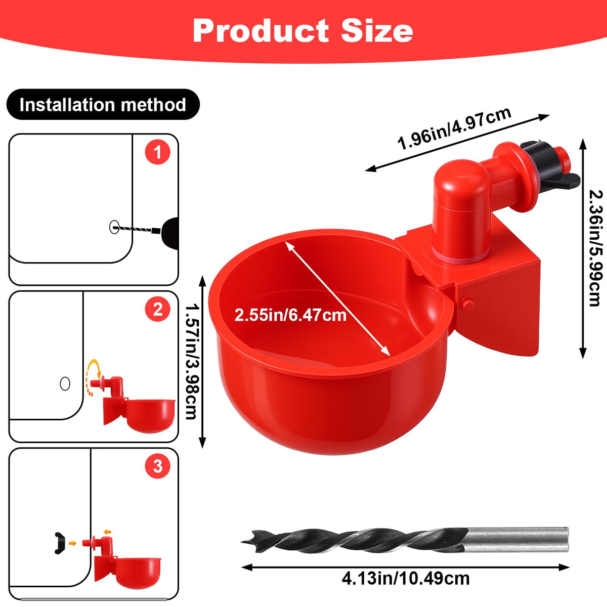 Automatic Chicken Waterer Cups 24-Pack Poultry Drinker with Hole Saw Q12011