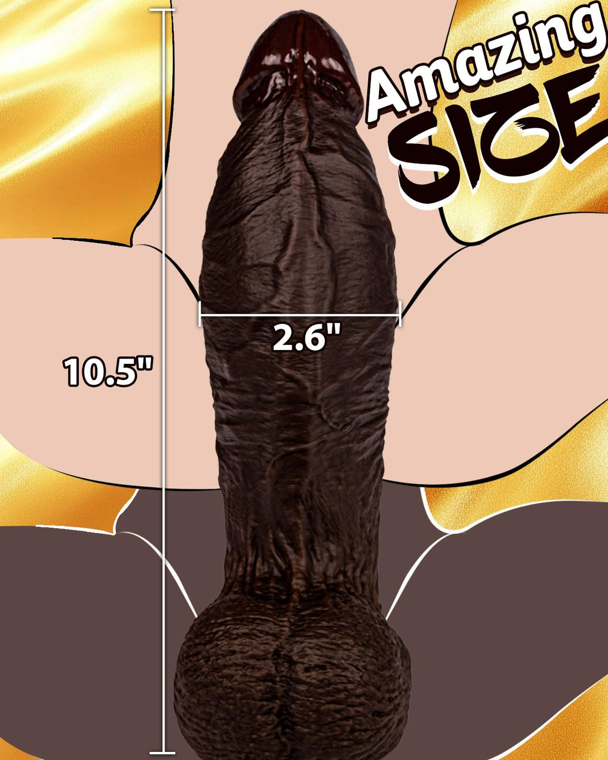 10.5'' Thick Black Realistic Curved Dildo M159477
