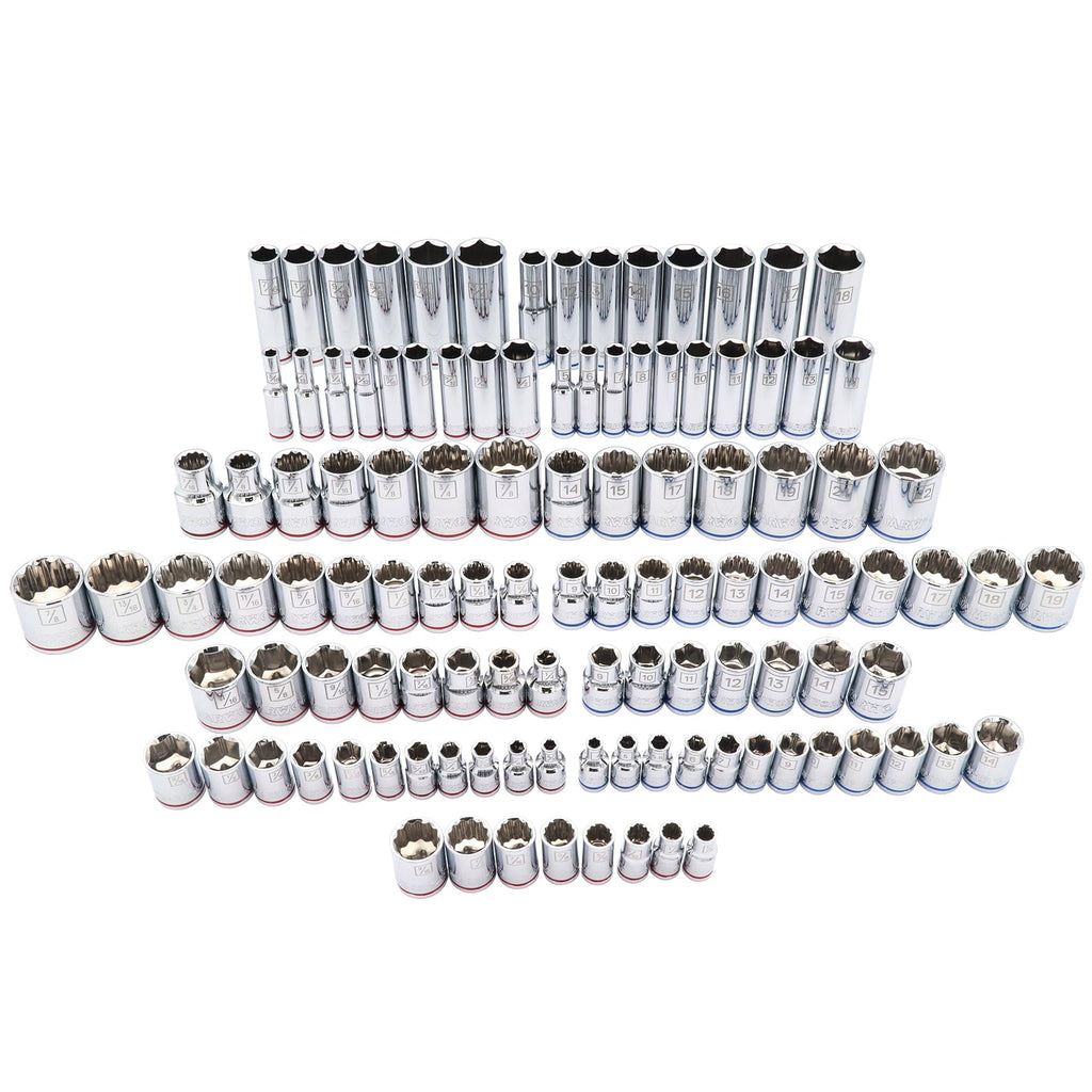 303-Piece Mechanics Tool Set and Socket Set, 1/4", 3/8", 1/2" Drive, SAE/Metric V206