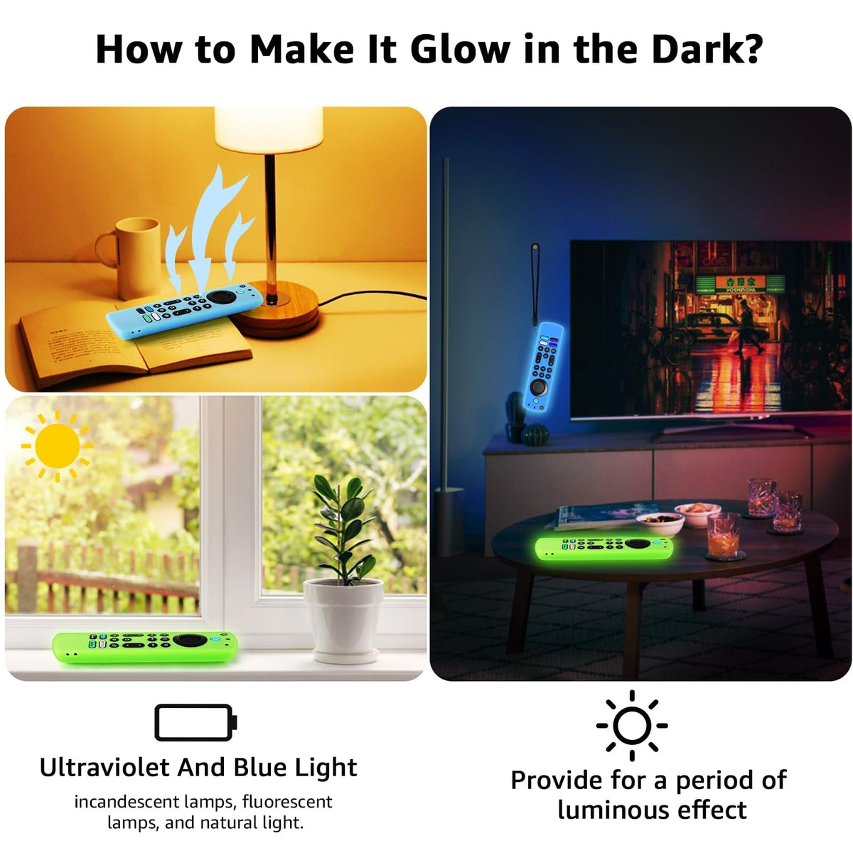 Silicone Remote Cover Glow in The Dark with Lanyard U37485