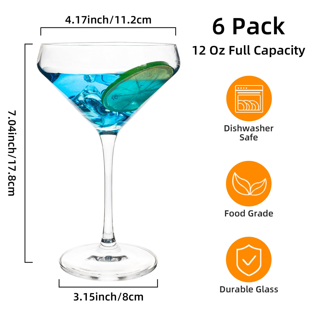 12Oz Martini Glasses Set of 6 H9718