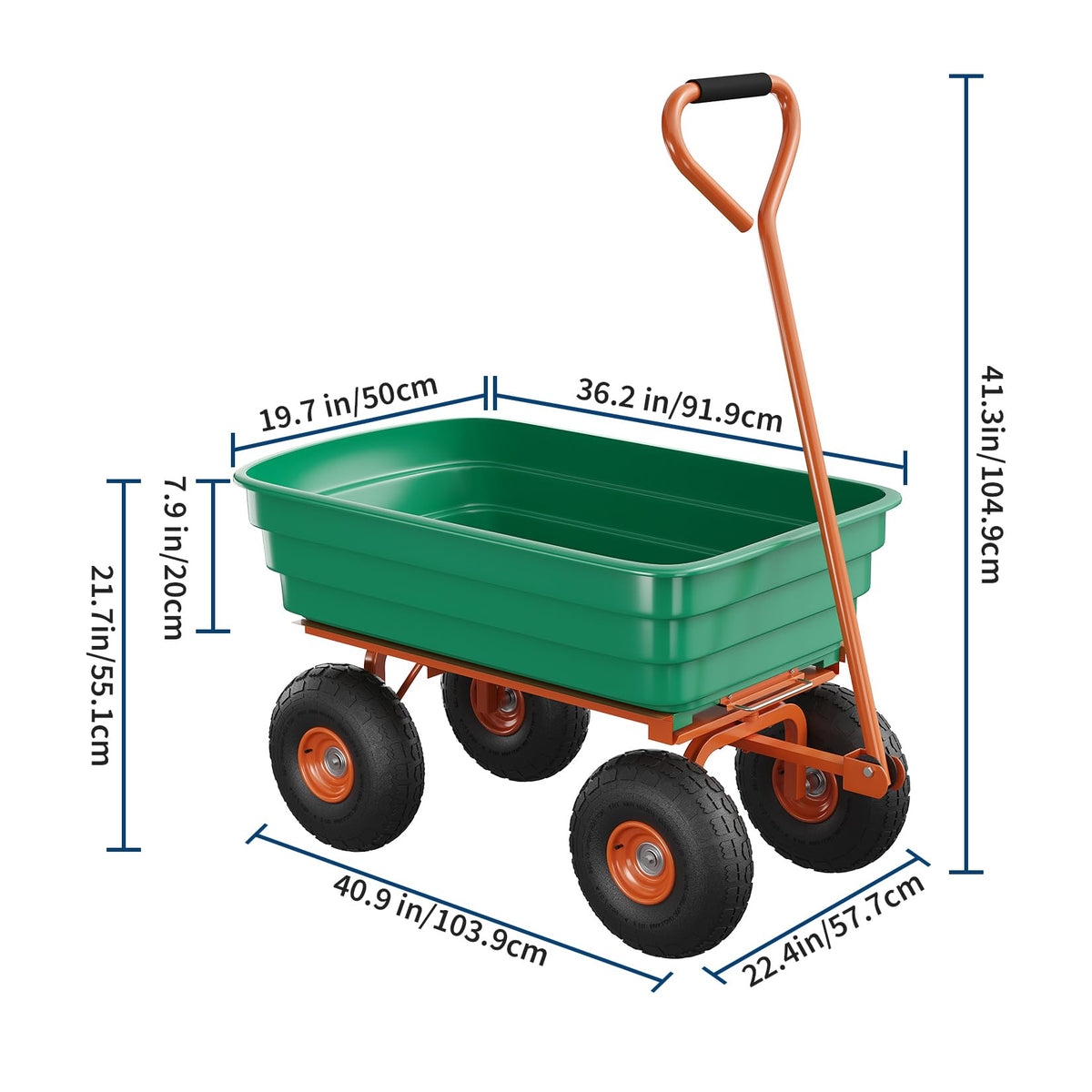 Heavy Duty 4 Cu Ft 1200Lbs Utility Wagon with 10" No-Flat Tires Y76319