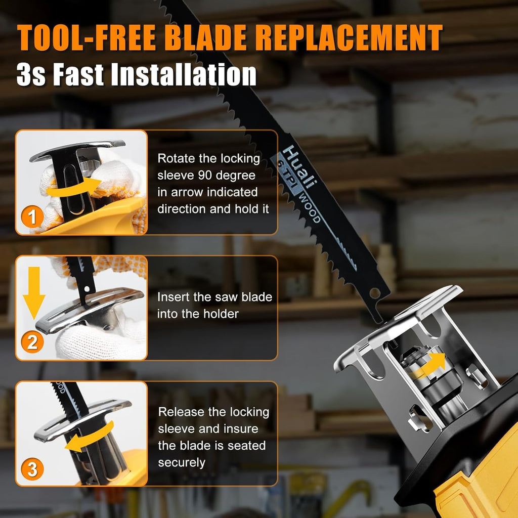 Cordless Reciprocating Saw with 4 Saw Blades U17935