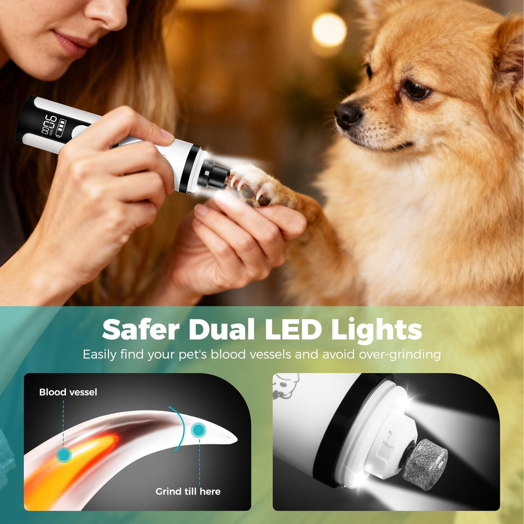 Silent Cordless Dog Nail Grinder with 3 Adjustable Speeds F7537