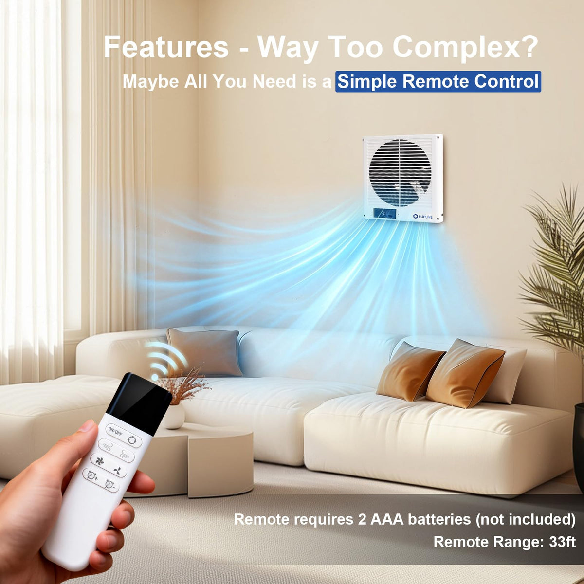 8" Reversible Through Wall Fan with Remote B43787
