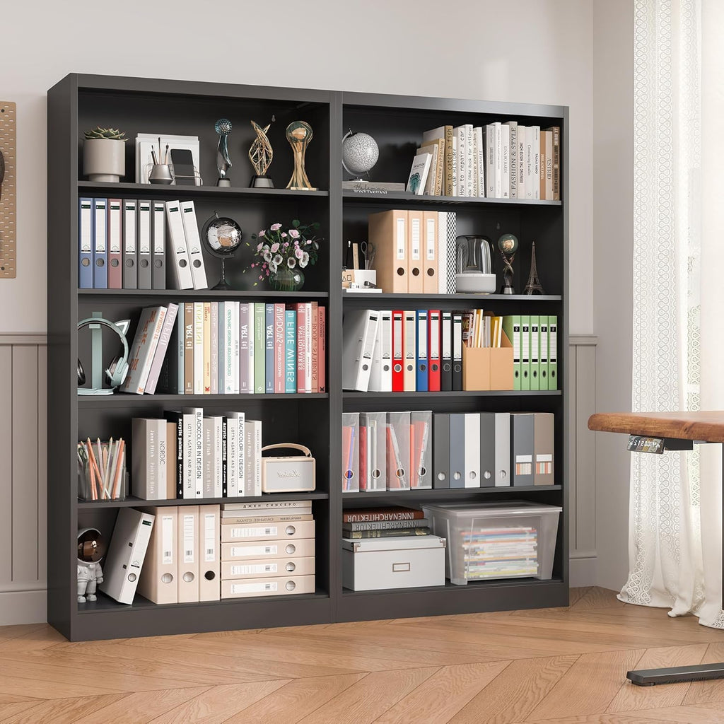 Black 5-Tier Adjustable Metal Bookshelf F635776