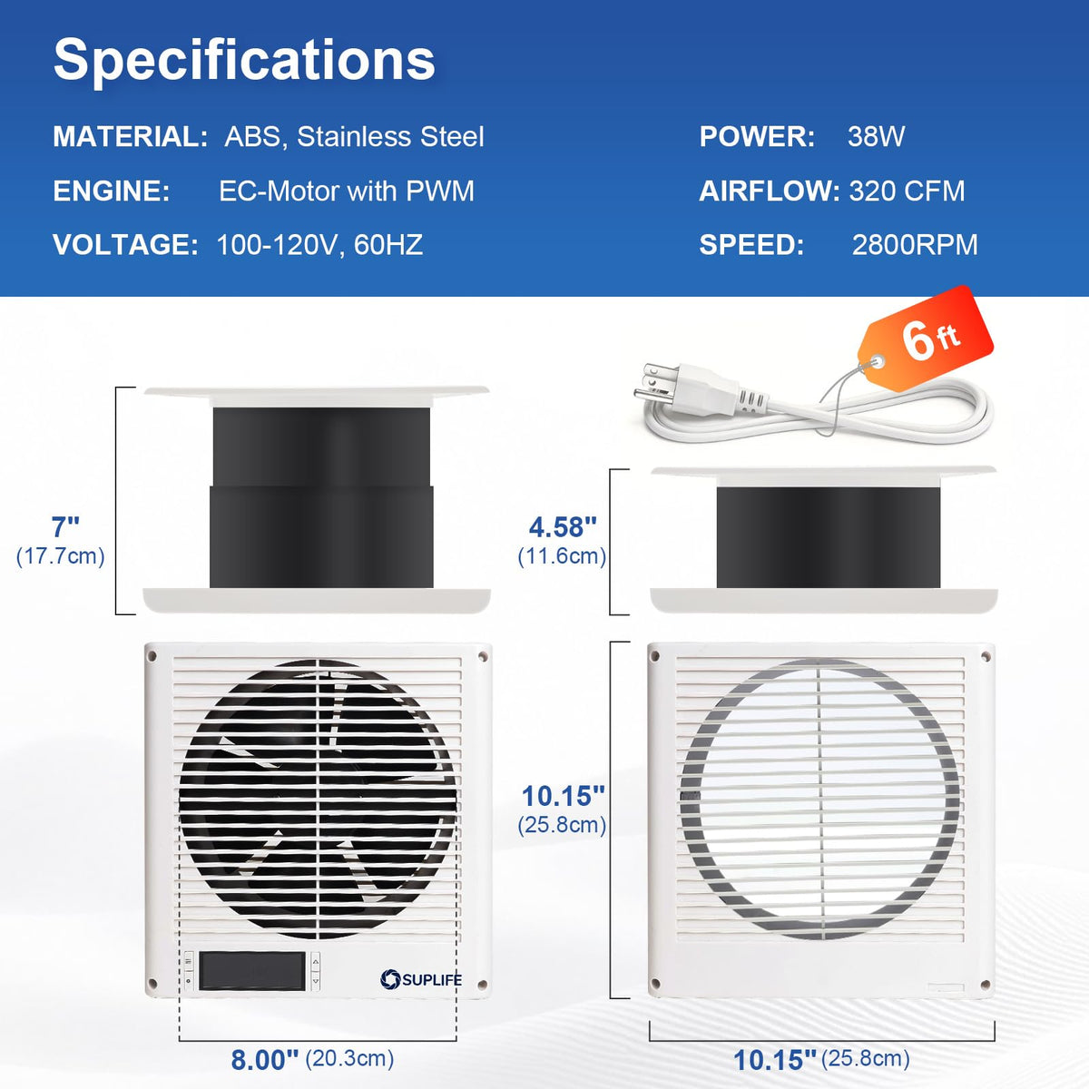 8" Reversible Through Wall Fan with Remote B43787