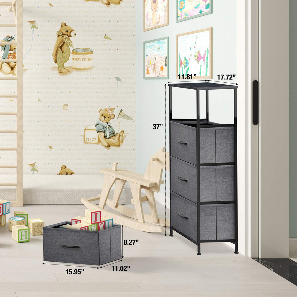 Black Grey 4 Drawer Fabric Storage Dresser C36192