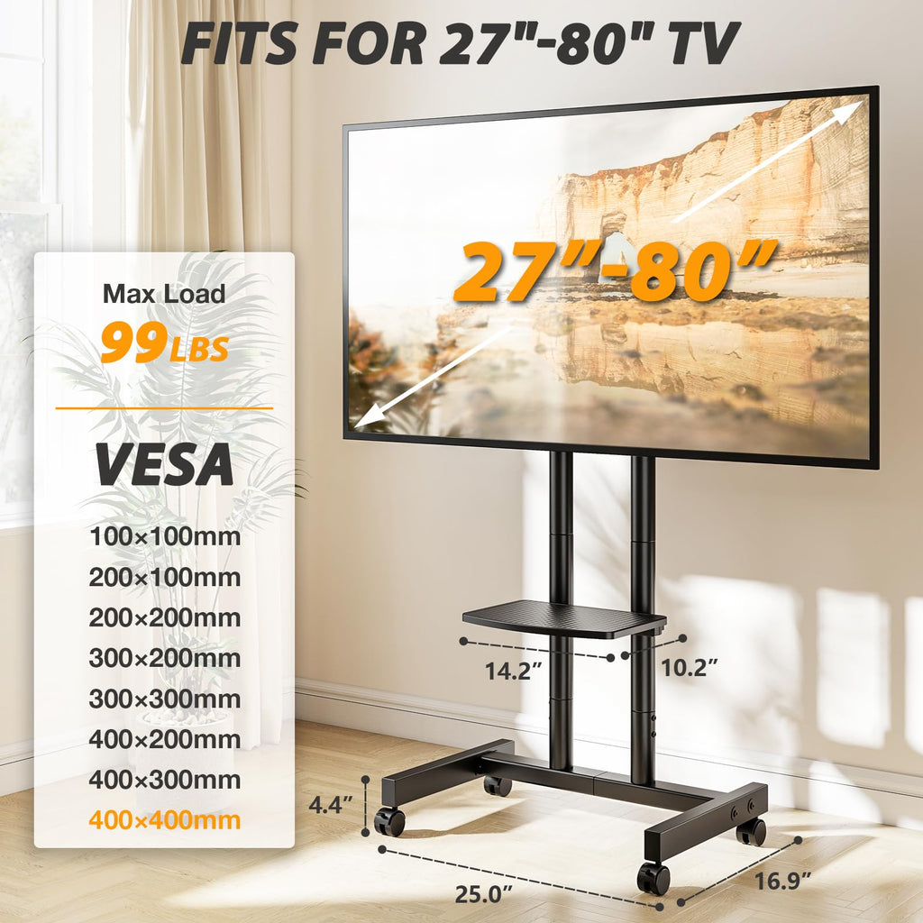Heavy Duty Rolling TV Stand for 27-80 inch TVs S4101