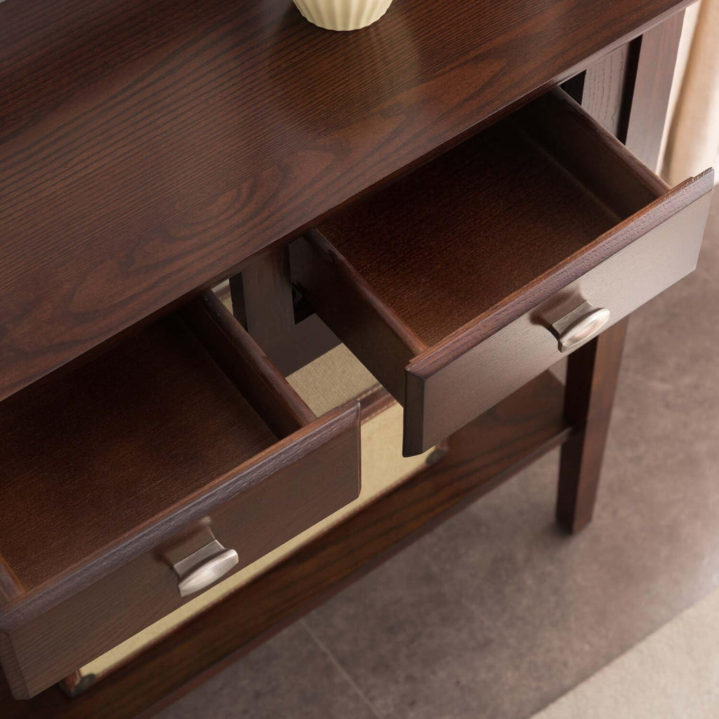 Slim Hallway Console Table with Two Drawers and Storage Shelf R529162