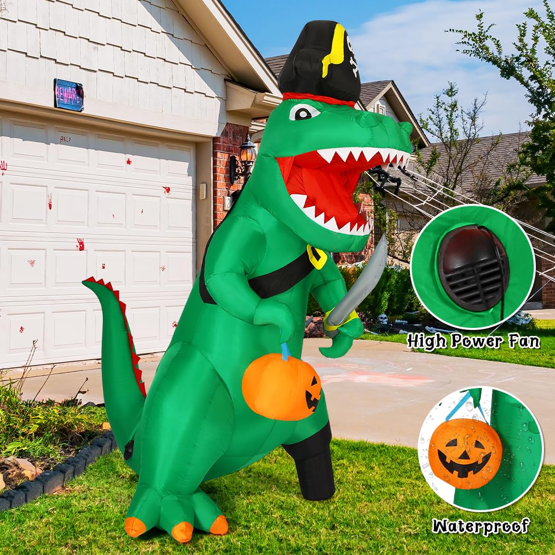7 FT Halloween Inflatable Dinosaur with Built-in LEDs Y109