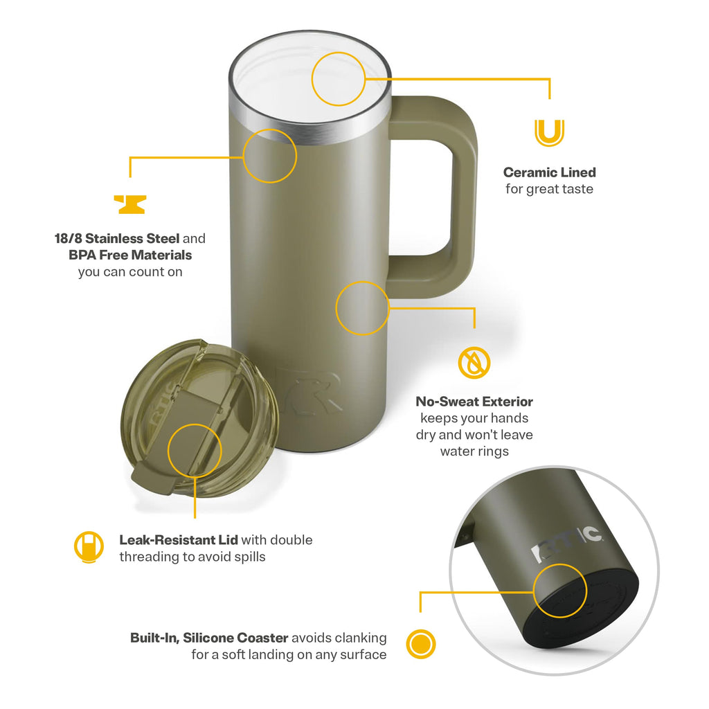 20oz Ceramic Lined Travel Mug with Lid and Handle K61011