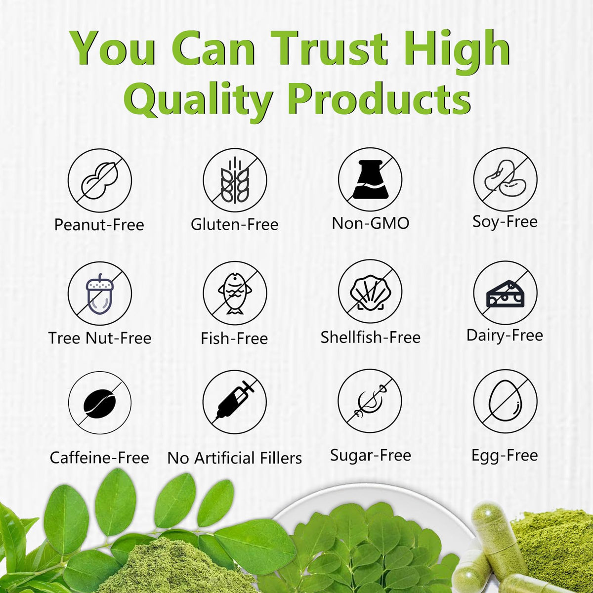 Organic Moringa Capsules 1000mg Vegan Non-GMO 60 Capsules M9961