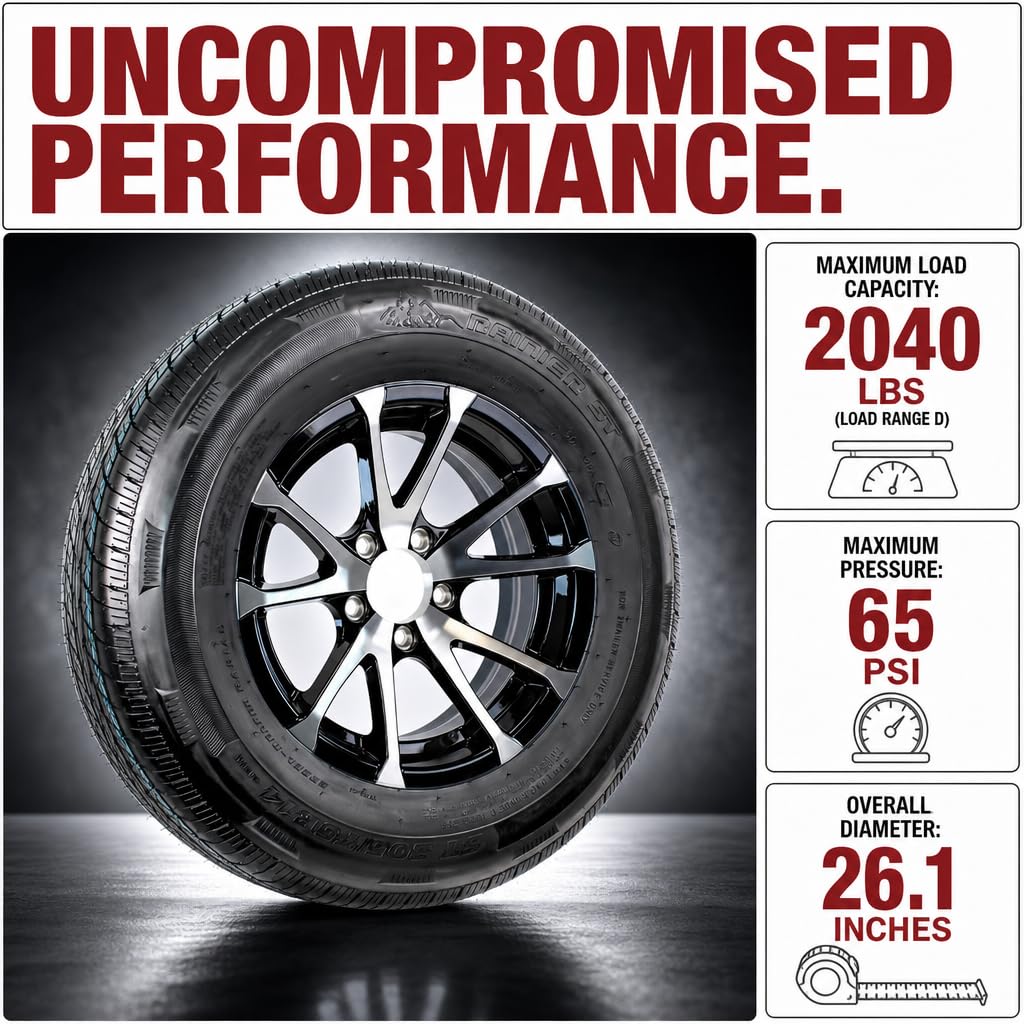 2-Pack Trailer Tire Rim Assembly 4.80-12 12 5 Lug Silver Z5337
