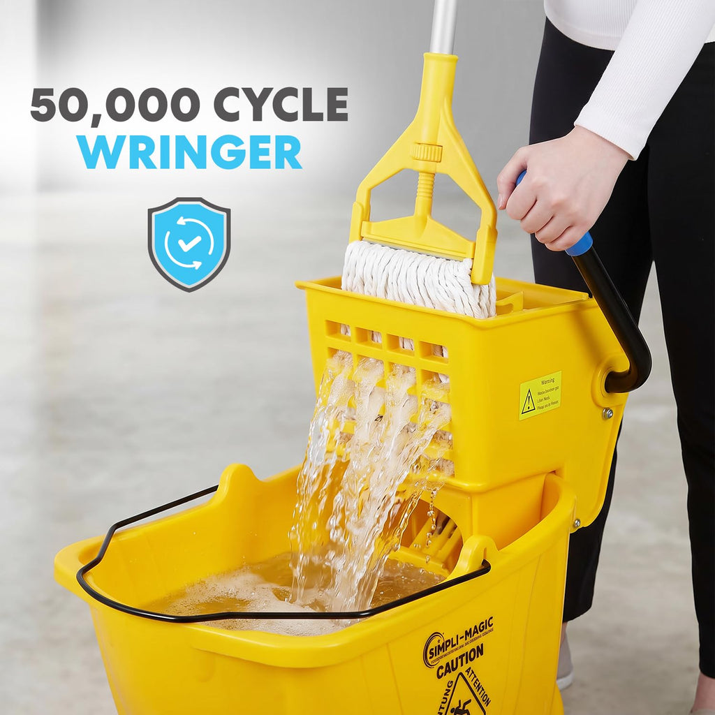 Yellow 26 Quart Mop Bucket on Wheels, 2-Pack A92475