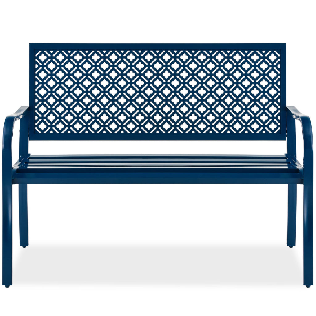 Peacock Blue 2-Person Metal Steel Outdoor Bench M855