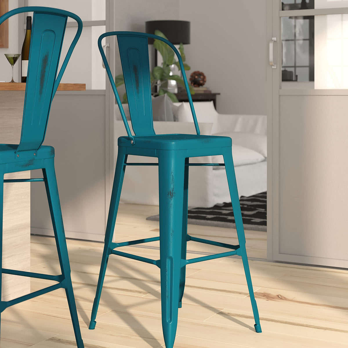 30" Metal Counter Stool with Footrest S55245