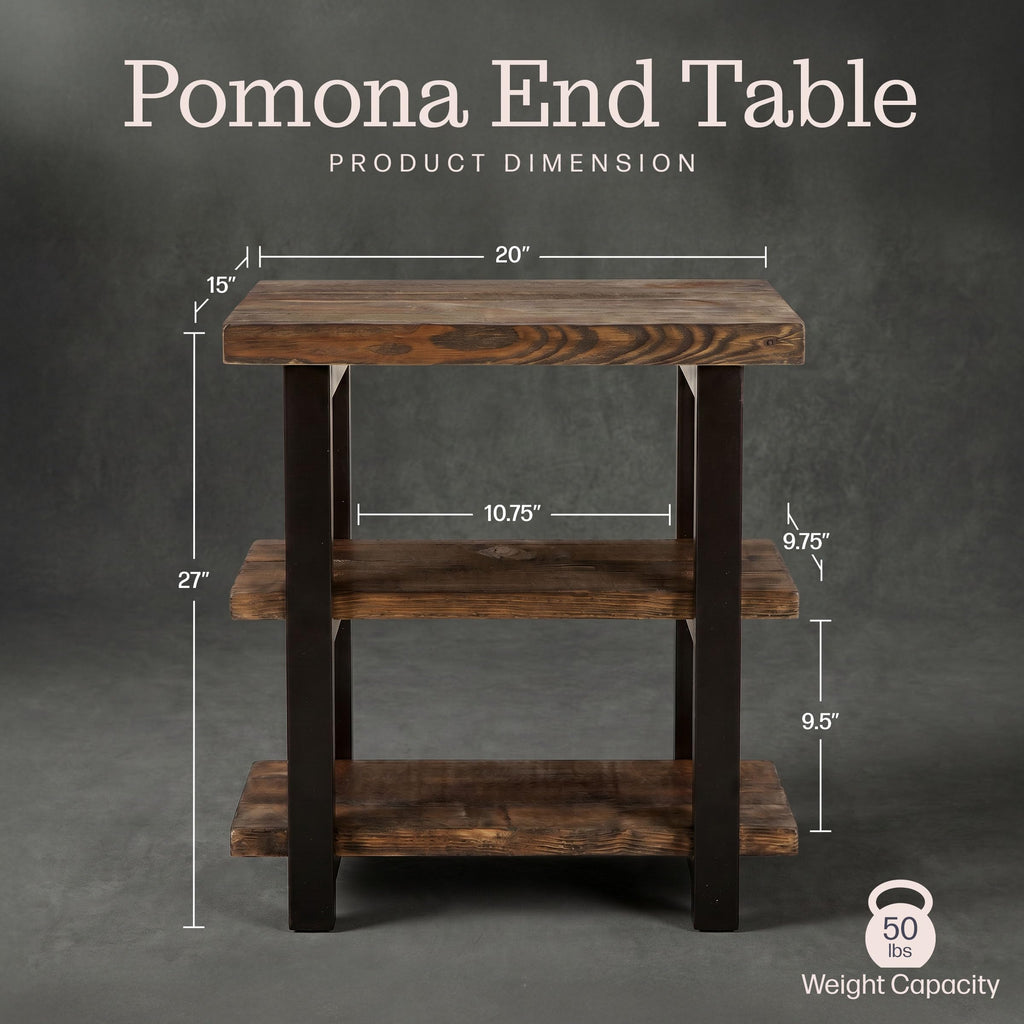 Solid Wood 3-Tier End Table C1034