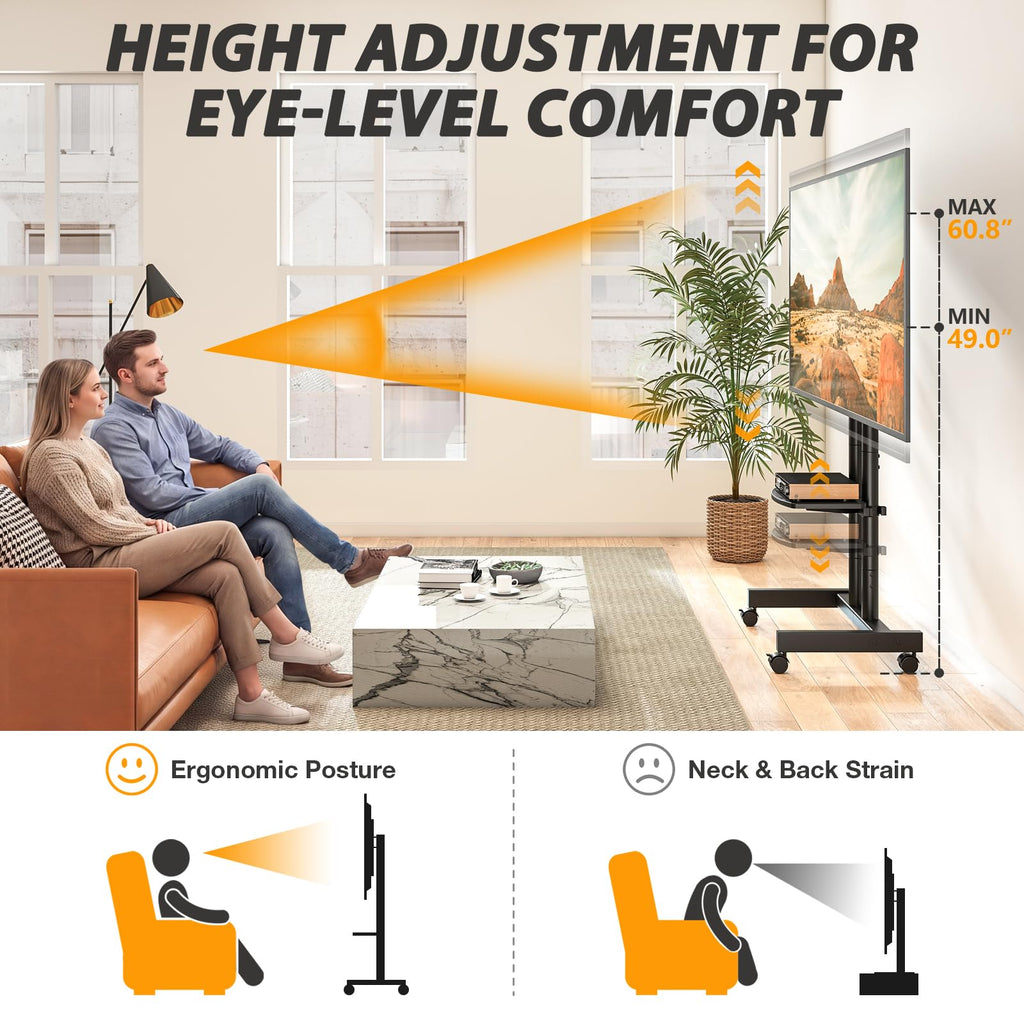 Heavy Duty Rolling TV Stand for 27-80 inch TVs S4101
