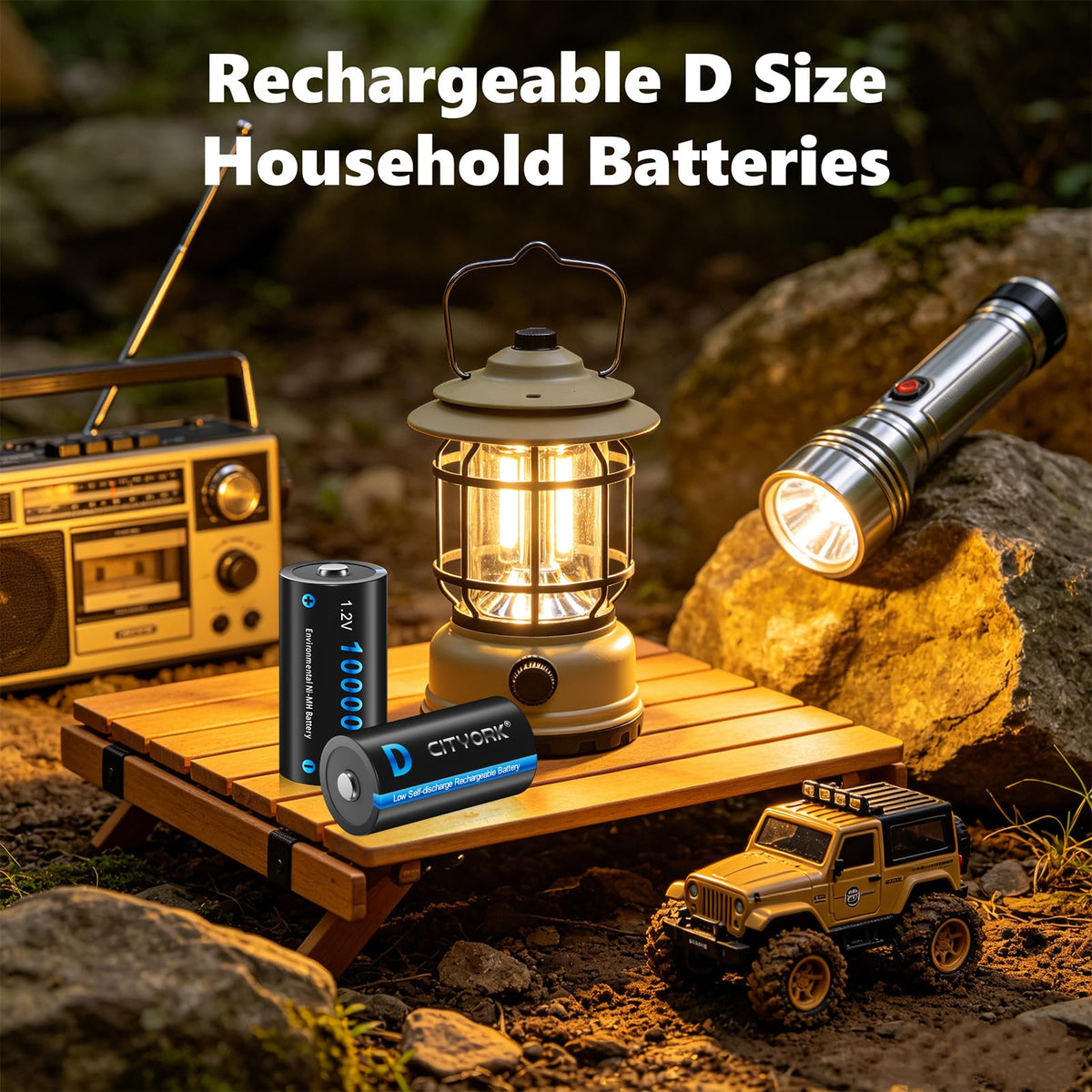 4 Pack Rechargeable D Batteries 10000mAh H916306