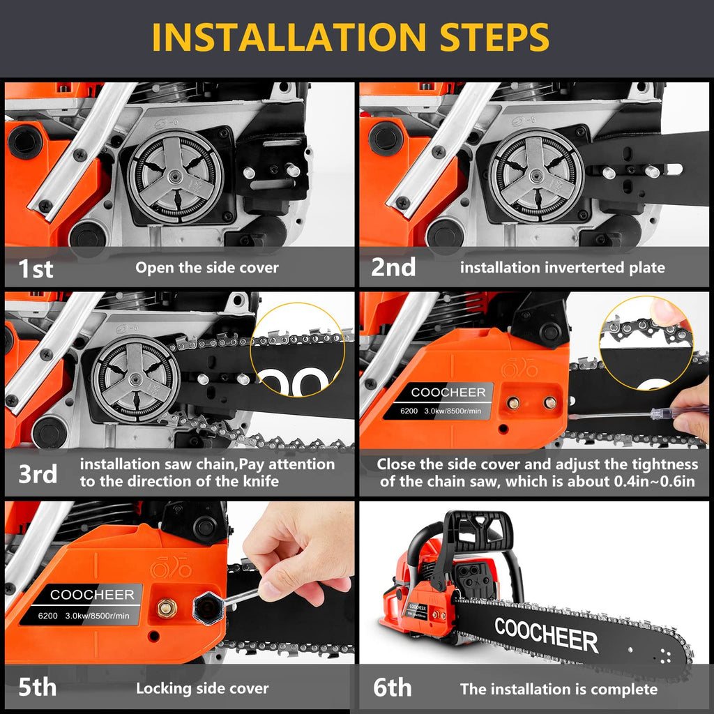 62CC 20 Inch 2-Cycle Gas Chainsaw with Carrying Bag T575
