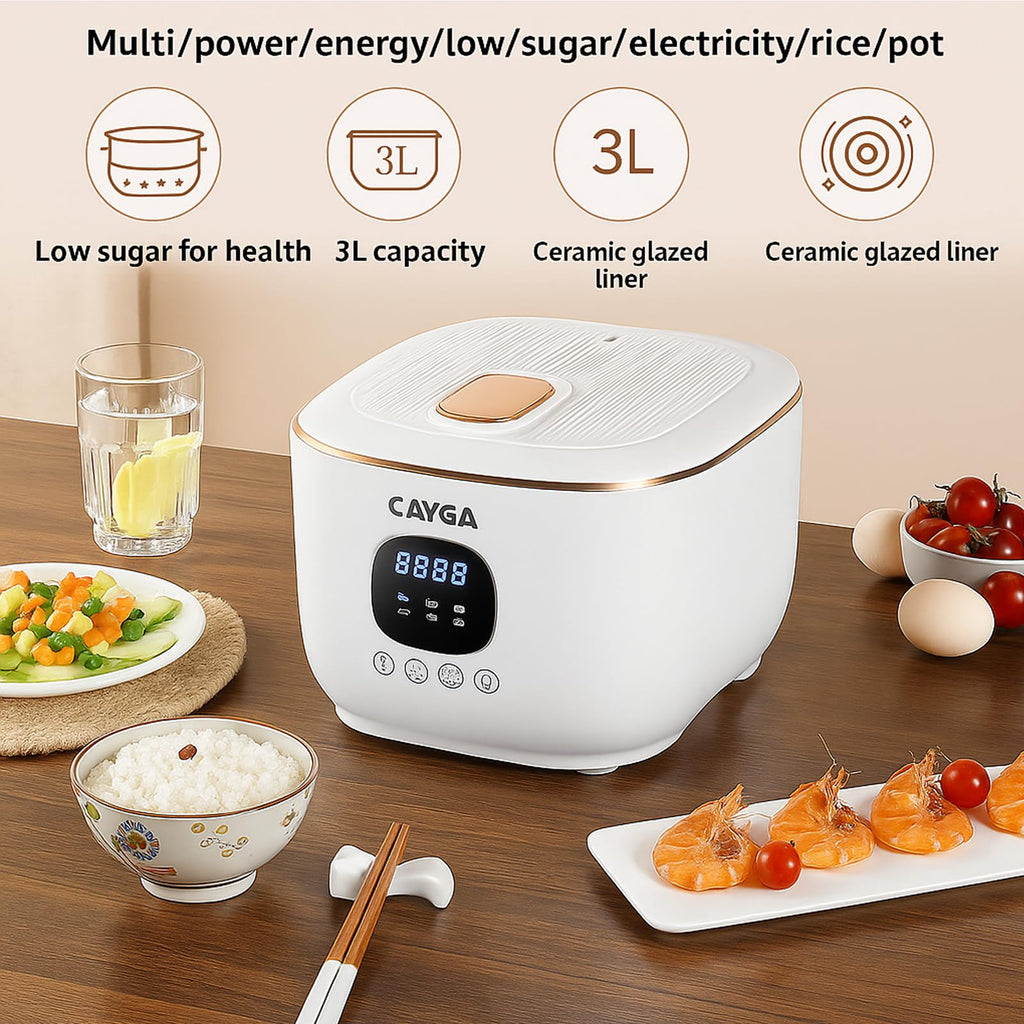 Low Sugar 3L Ceramic Rice Cooker with Steamer Basket T212