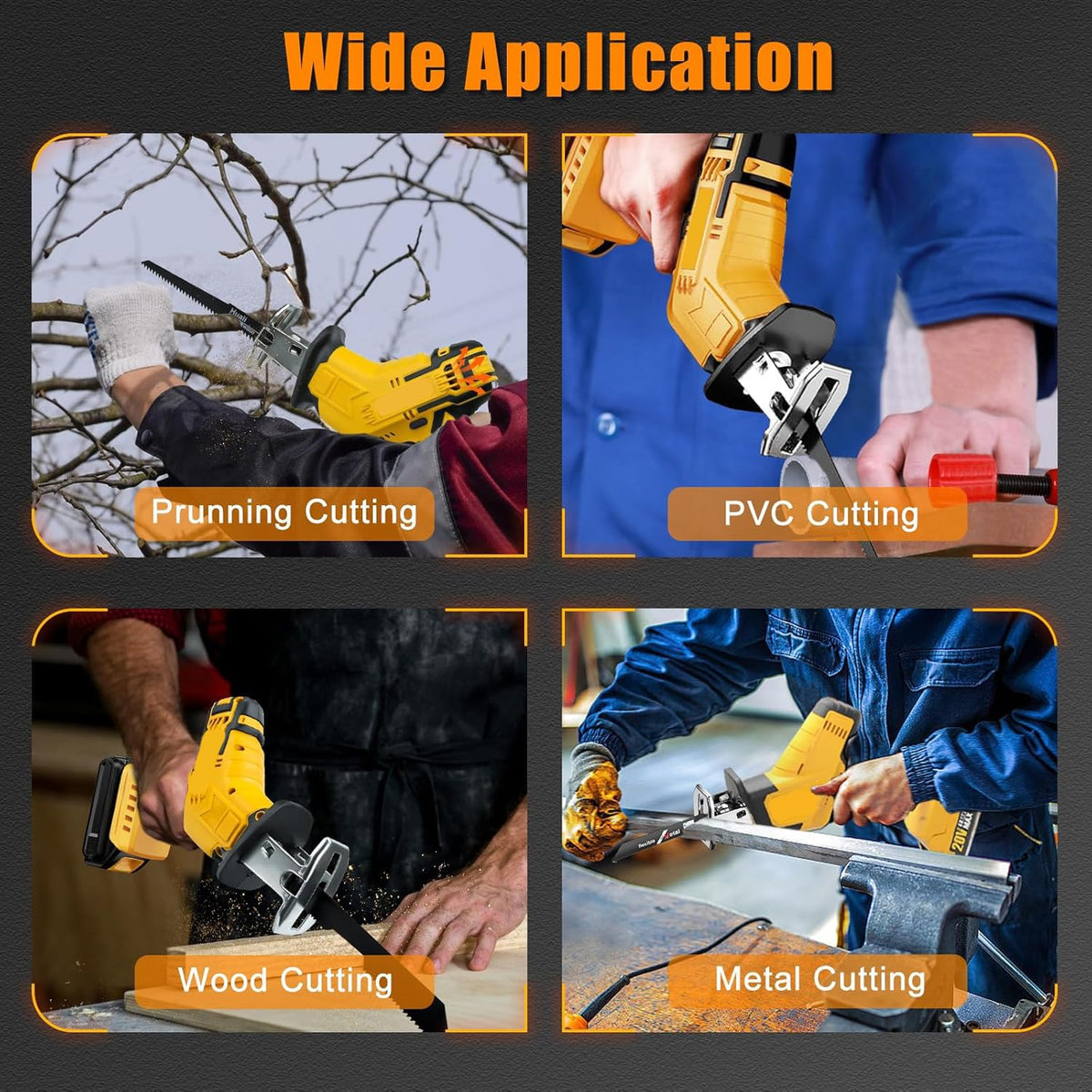 Cordless Reciprocating Saw with 4 Saw Blades U17935