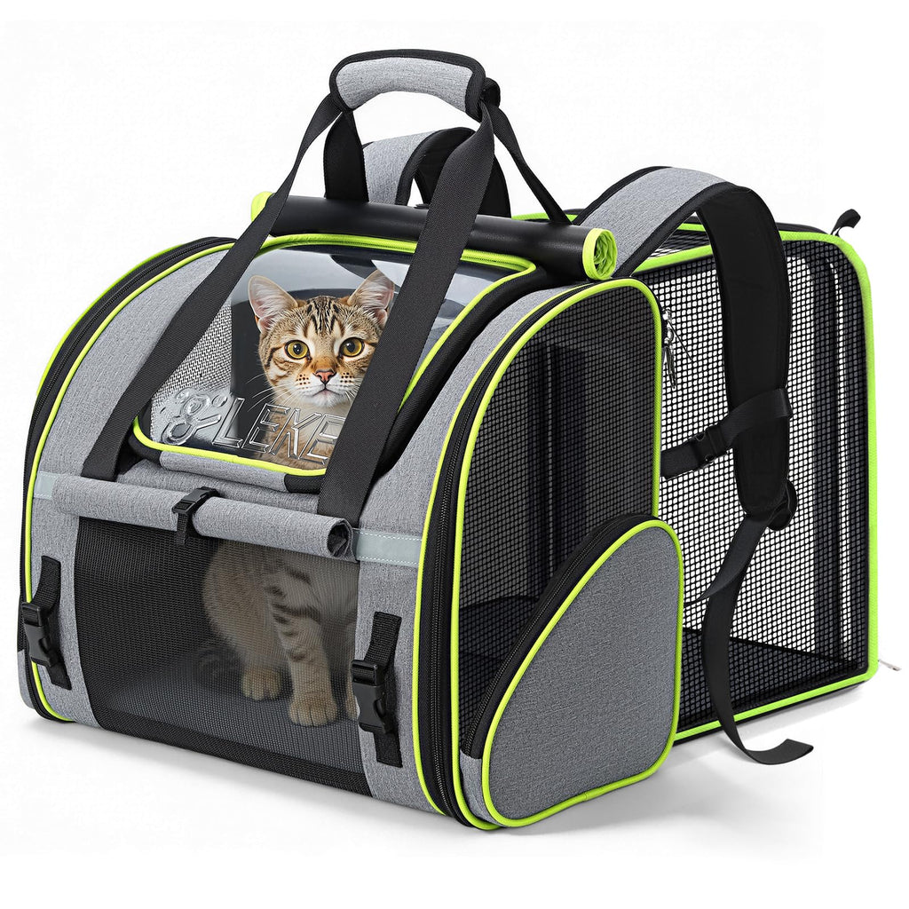Expandable Cat Backpack Carrier for Cats and Small Dogs up to 18 lbs Grey O8031