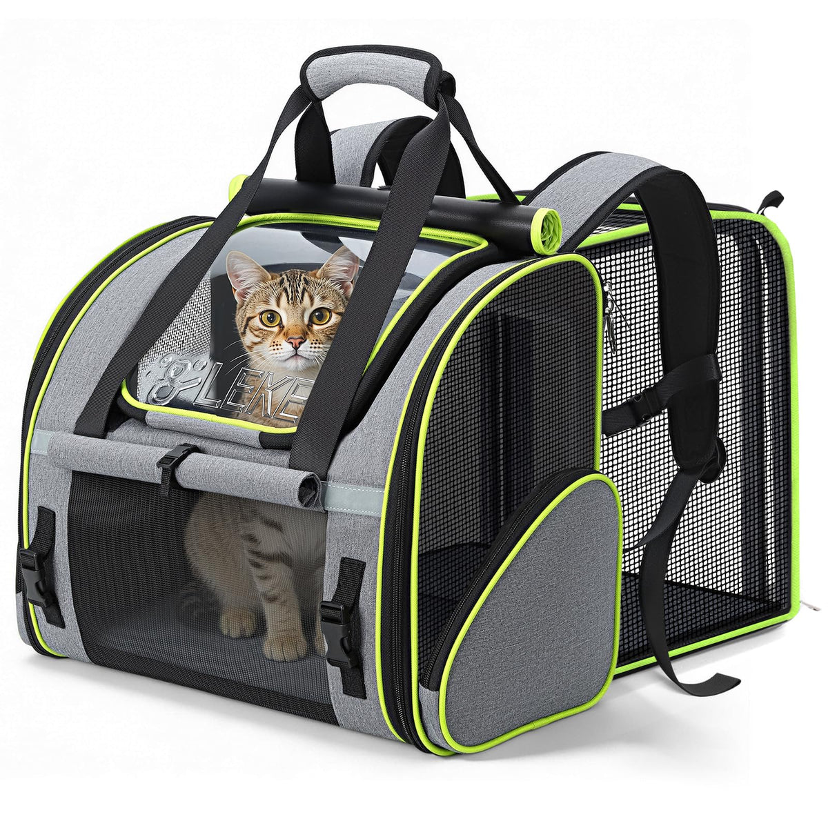 Expandable Cat Backpack Carrier for Cats and Small Dogs up to 18 lbs Grey O8031