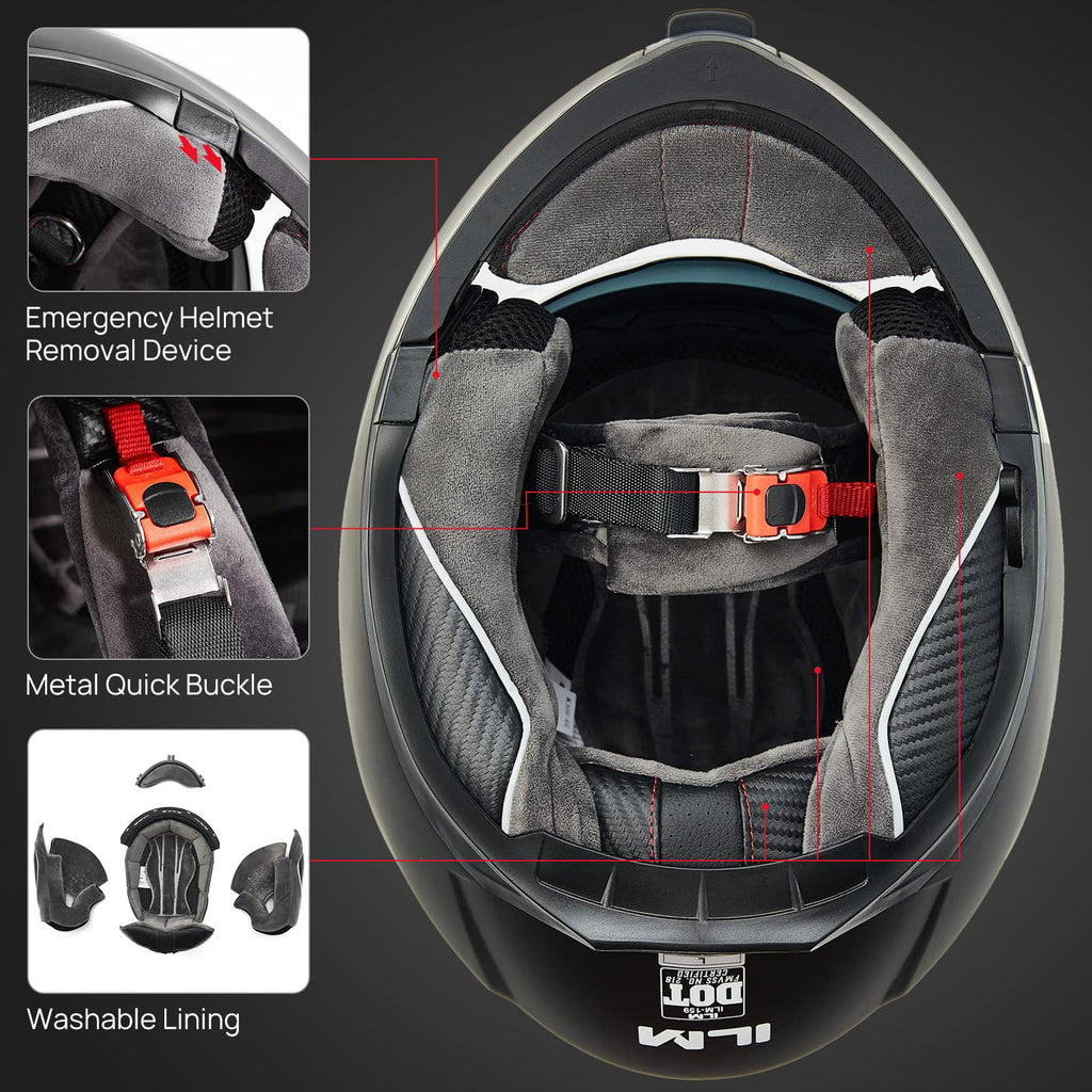 Matte Black Large Modular Full Face Motorcycle Helmet F15028