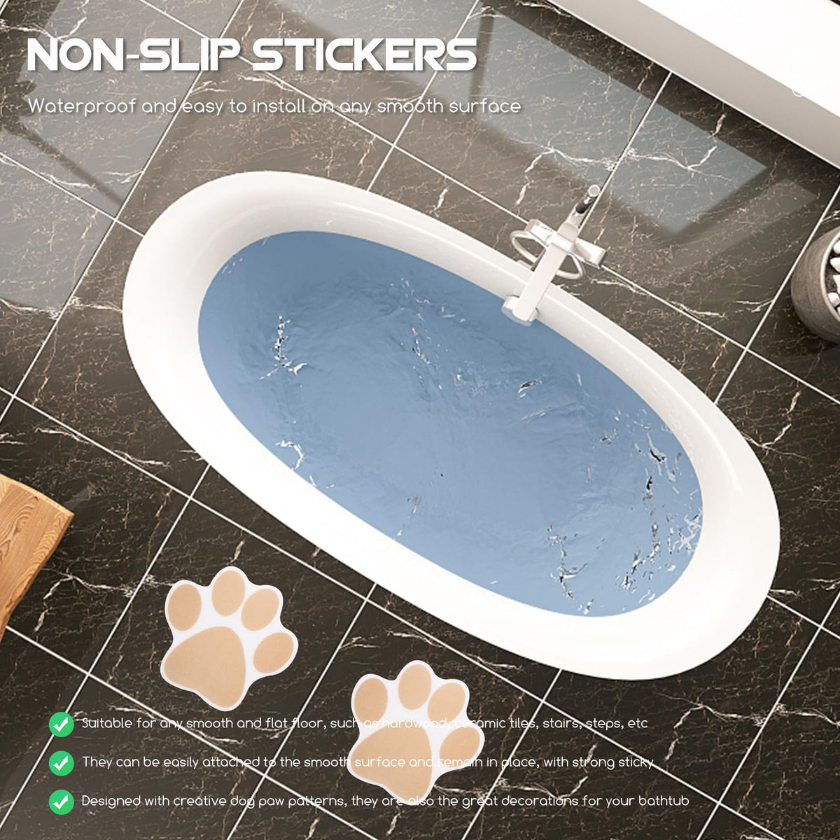 Dog Paw Bathtub Stickers PEVA Anti Slip Decal O98873