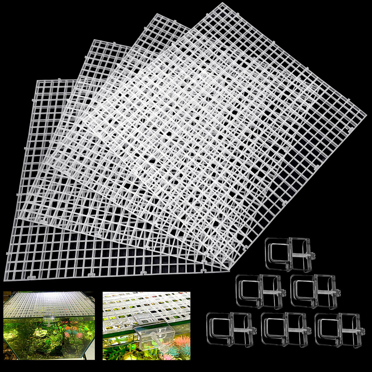 Aquarium Lid Fish Tank Top Cover Plastic Grid Panel C6483